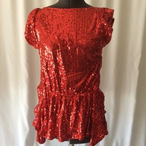 Free people disco red sequin  top xs