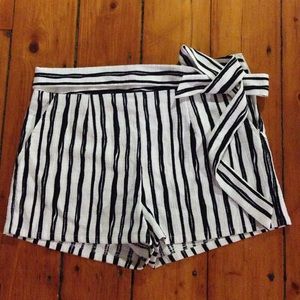 Black and White Striped Shorts