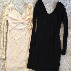 Two for $25! Long sleeve back less lace dresses