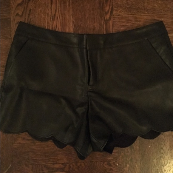 Club Monaco faux leather scalloped shorts