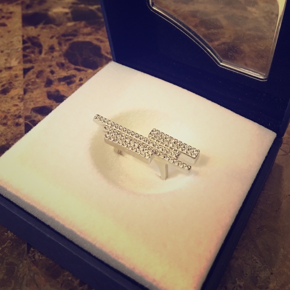Swarovski Ring, White + Silver