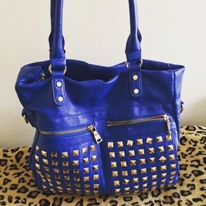 Royal blue studded bag