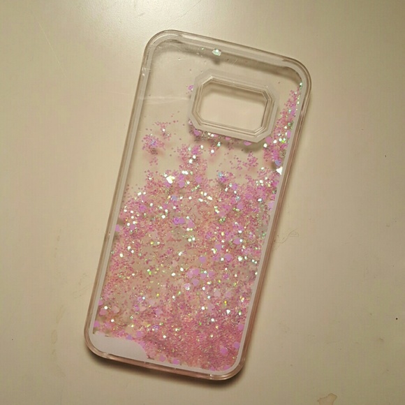pink glitter galaxy s6 edge phone case