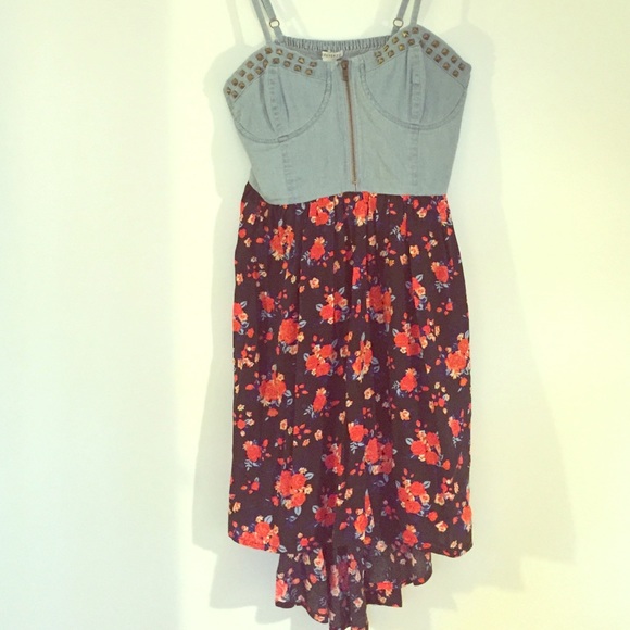 Denim/floral hi-lo summer dress