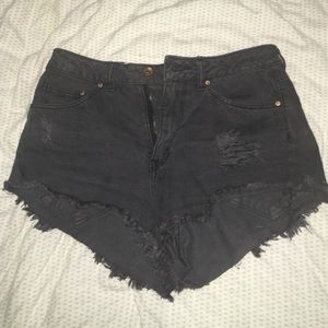 Black denim shorts