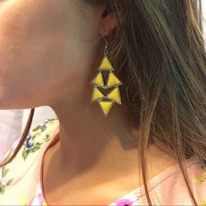 Yellow Triangle Vintage Earrings
