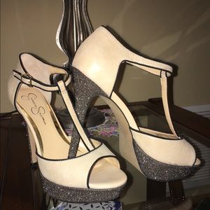 Jessica Simpson T-Strap Platform Open Toe Heels