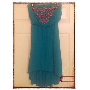 Turquoise Strapless American Rag High Low Dress
