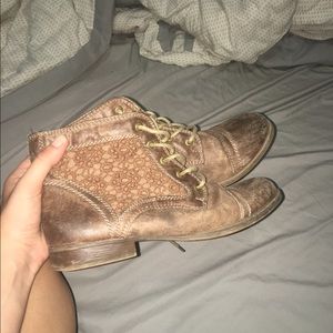 Brown combat boots