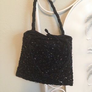 Black beaded small evening bag