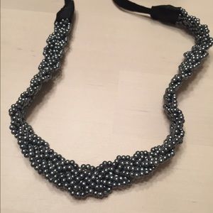 Silver beaded, braided headband
