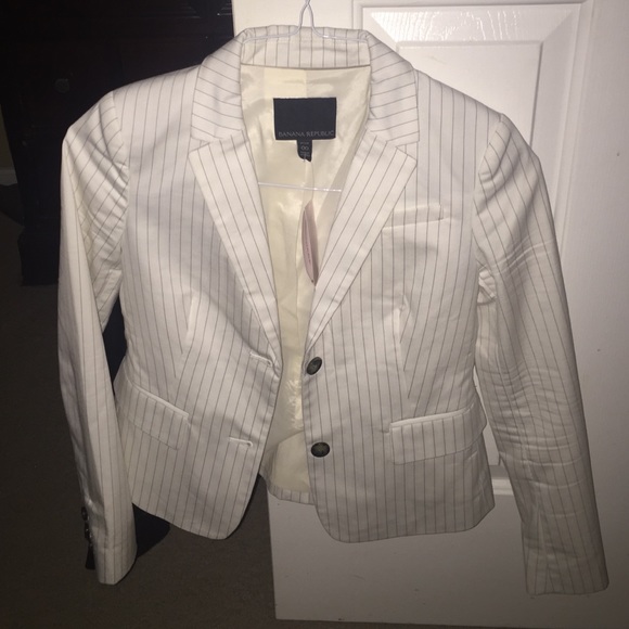 Banana Republic- white striped blazer
