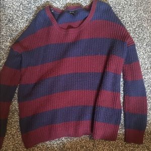 Forever 21 navy blue/burgundy striped sweater