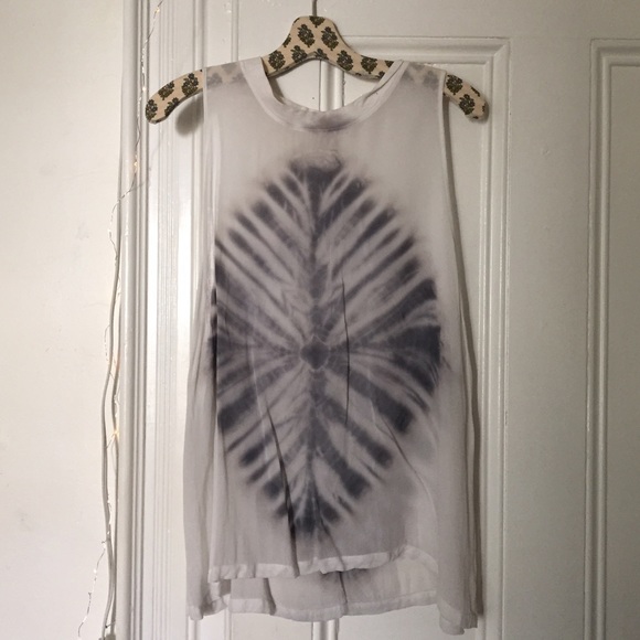 Sheer silk tank with tie dye design like new