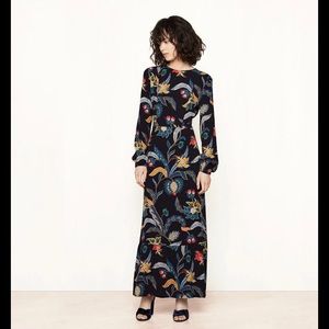 2016 MAJE Rousseau baroque-print crepe long dress