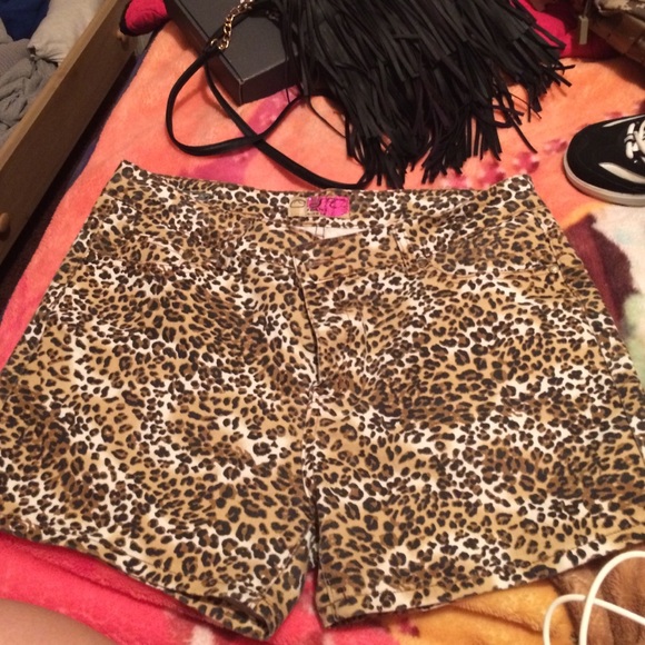O.S.C. Jean shorts, cheetah print.