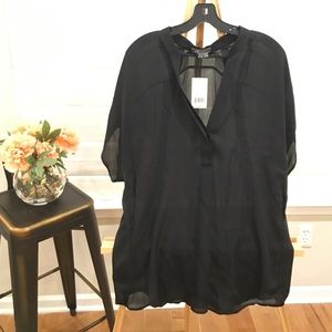 Silk chiffon dolman sleeve blouse
