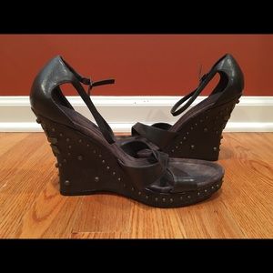 BEBE Darn Brown Wedge Sandal