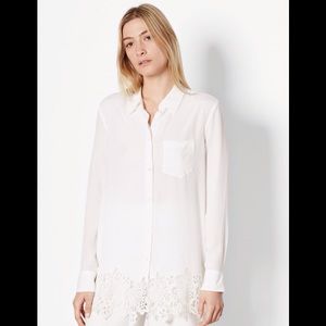 Equipment SILK SHIRT BRIGHT WHITE LACE OVERLAY