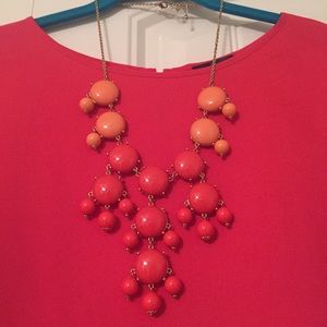 Coral & Pink J. Crew Statement Bubble Necklace