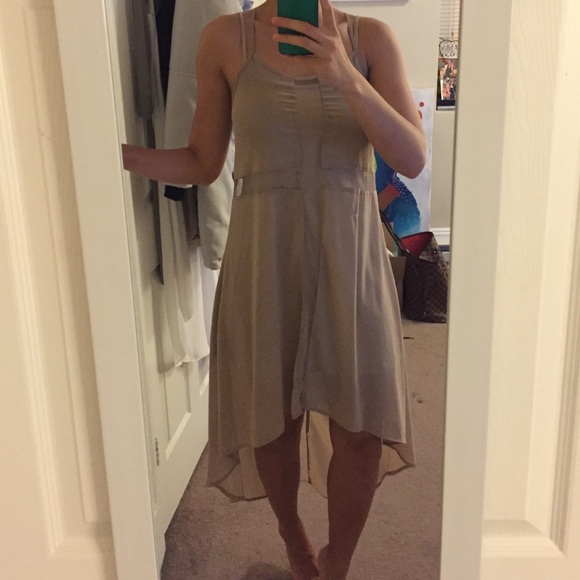 Beige Hi-lo dress With Slip - Picture 2 of 4