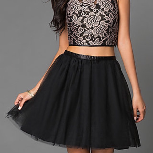 Black lace two piece homecoming or prom dress
