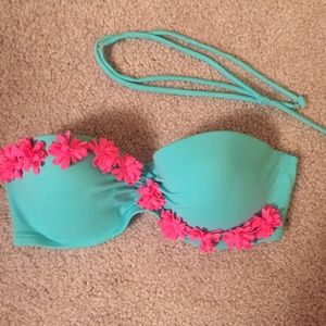 Victoria's Secret aqua bandeau swimsuit top 32 D