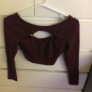 Bebe Burgandy Ring Cutout Crop Top