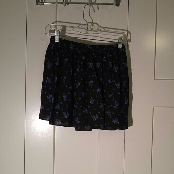 Black and blue flowered skirt