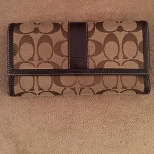 COACH brown & tan large wallet