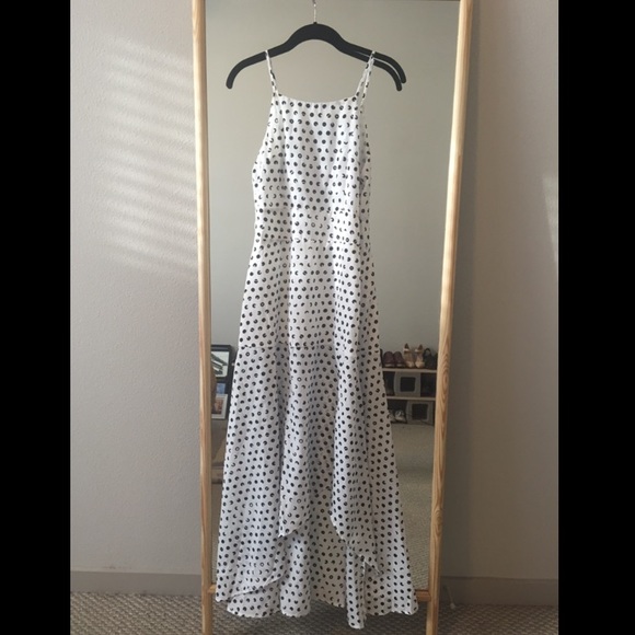 black and white moon polkadot dress