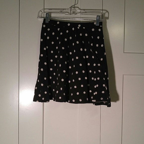 Black and cream polka dotted skirt