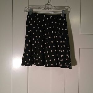 Black and cream polka dotted skirt
