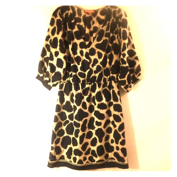 100% Silk 3/4 Slv Abstract Dress by Glam S EUC