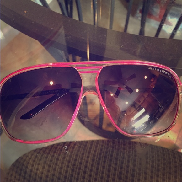 pink Armani aviator sunglasses