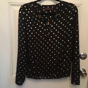 The Limited black with gold polka dot blouse small