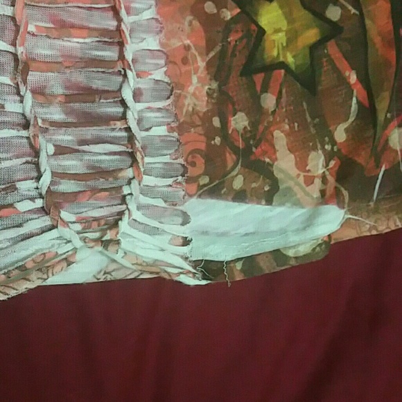 ♤Rasta wing heart & stars Razor cut tie dyed look - Picture 3 of 3