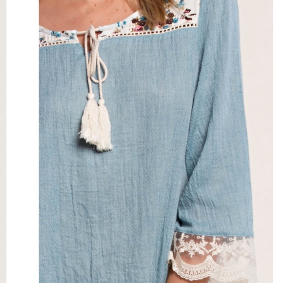 LAST❗️ Blue Lace Trim Tunic - Picture 4 of 4