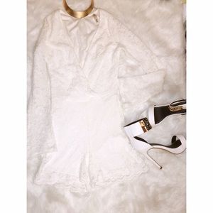 White lace one piece romper