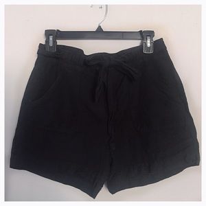 Black linen shorts