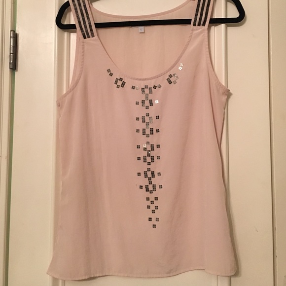 Cream tank with sequin details