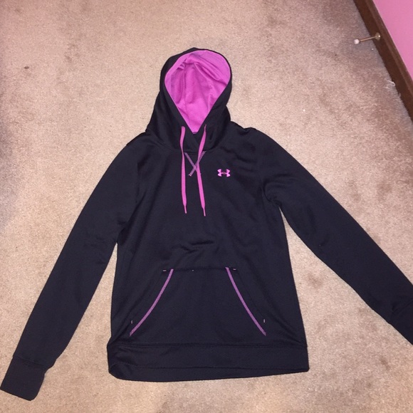 Pink and Black Under Armour hoodie Medium