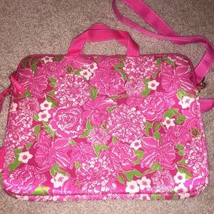 Lilly Pulitzer pink flower laptop case