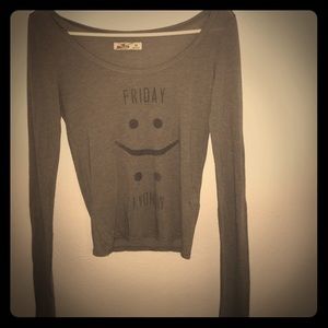 Gray long sleeve crop top