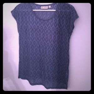 See through tshirt in a blue gray color