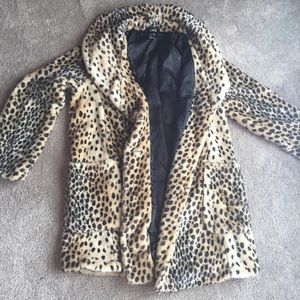 Faux Fur Leopard Print Coat