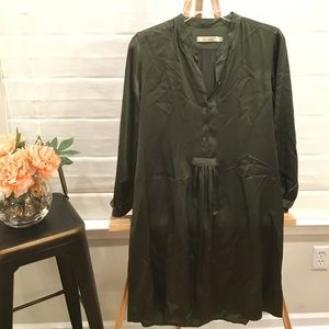 Nili Lotan forest green shirt dress
