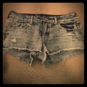 Distressed/ studded Jean shorts