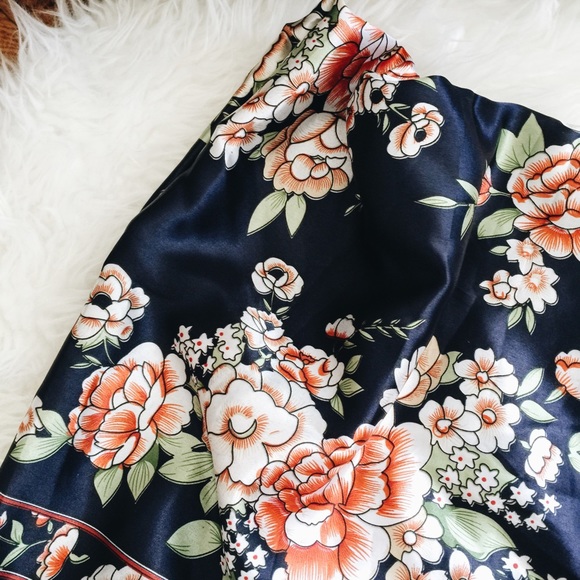 Vintage Large Silk Floral Scarf