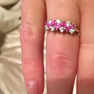 Pink sapphire and diamond ring